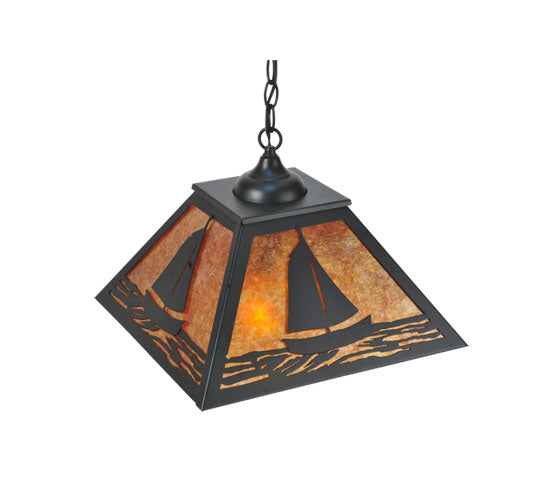 Meyda Tiffany Sailboat 76315 Pendant Light - Black/Amber Mica