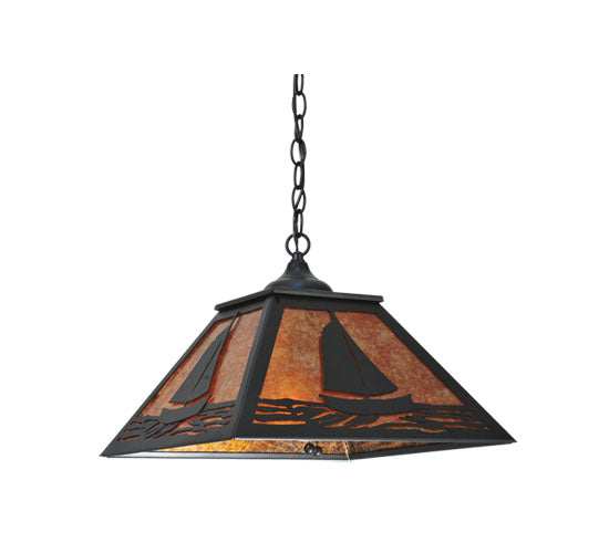 Meyda Tiffany Sailboat 76315 Pendant Light - Black/Amber Mica