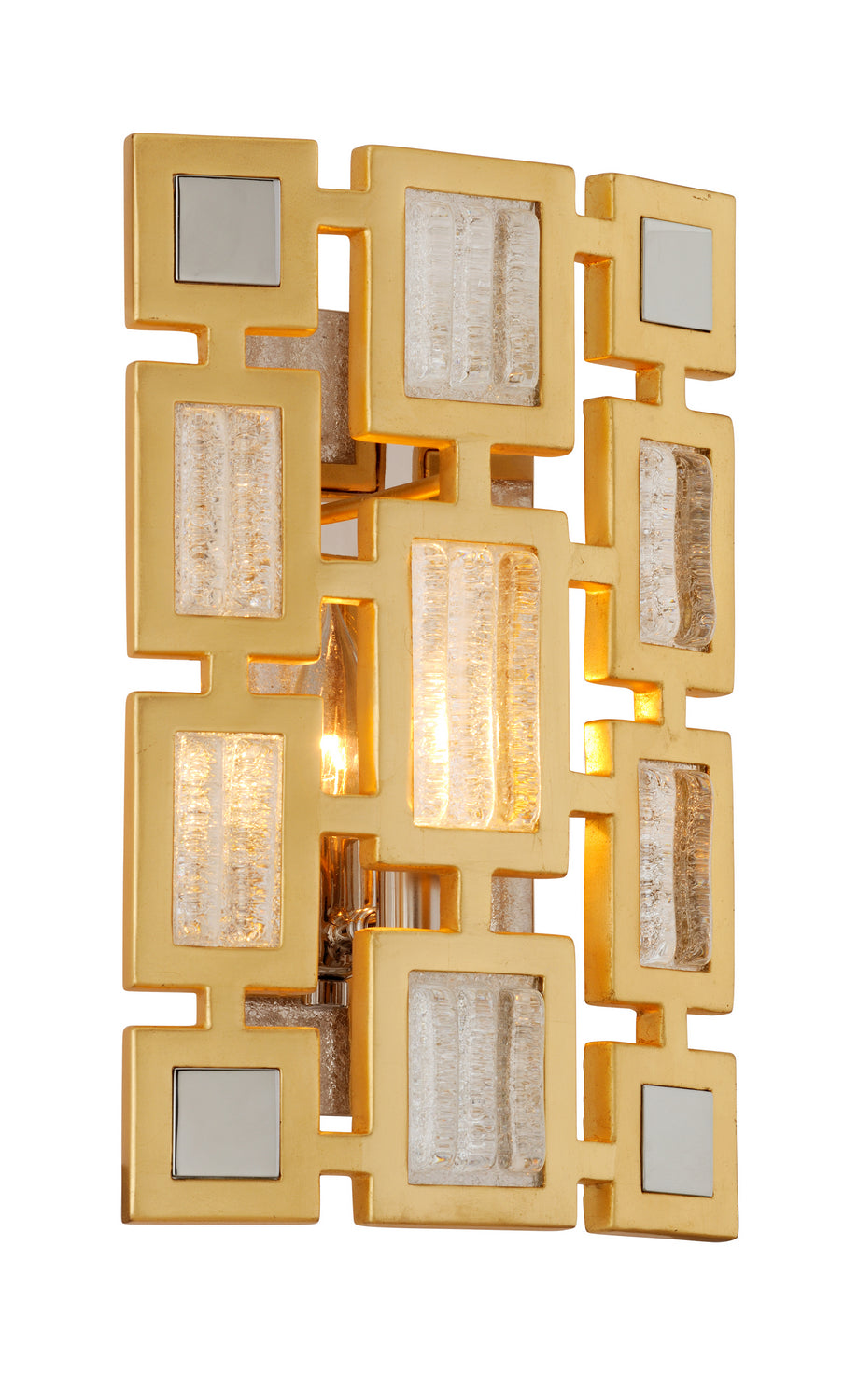 Corbett Motif 223-11 Wall Sconce Light - Gold Leaf W Polished Stainless