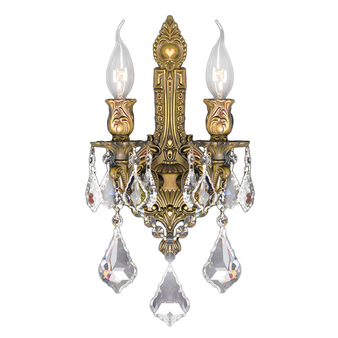 Worldwide Versailles W23314FG12 Wall Light - French Gold, W12"X H13"X E5" 2 Light, French Gold Finish, Clear Crystal"/