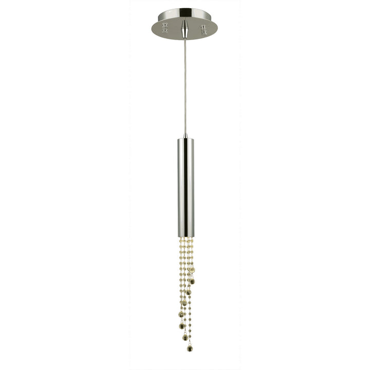 Worldwide Metropolis W33138C6-GT Pendant Light - Polished Chrome,  D6" H28.5",  1 Light,  Chrome Finish,  Golden Teak Crystal"/