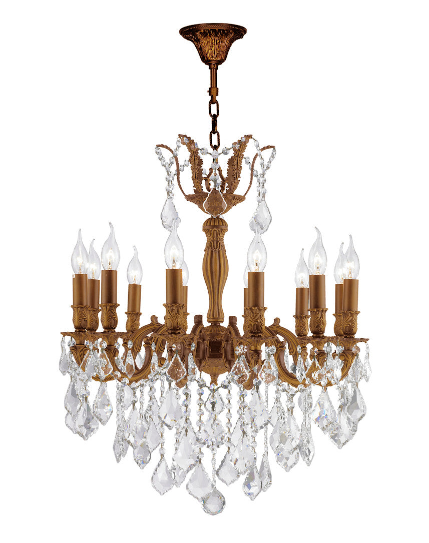 Worldwide Versailles W83339FG24 Chandelier Light - French Gold, D24" H27", 12 Light, French Gold Finish, Clear Crystal"/