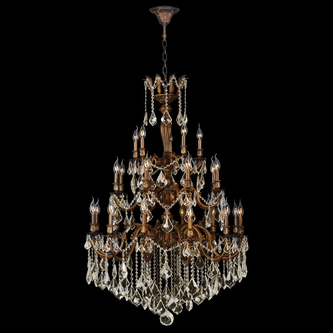 Worldwide Versailles W83352FG36-GT Chandelier Light - French Gold, D36" H50", 25 Light, French Gold Finish, Golden Teak Crystal"/