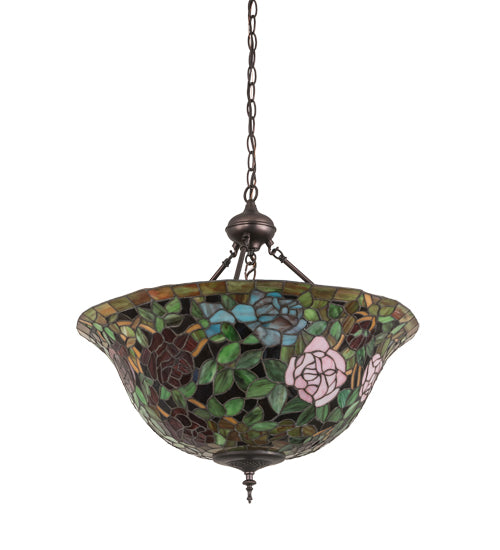 Meyda Tiffany Tiffany Rosebush 77786 Pendant Light - Purple/Blue Burgundy Pink Purple/Blue