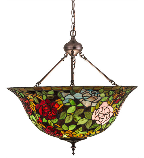 Meyda Tiffany Tiffany Rosebush 77786 Pendant Light - Purple/Blue Burgundy Pink Purple/Blue