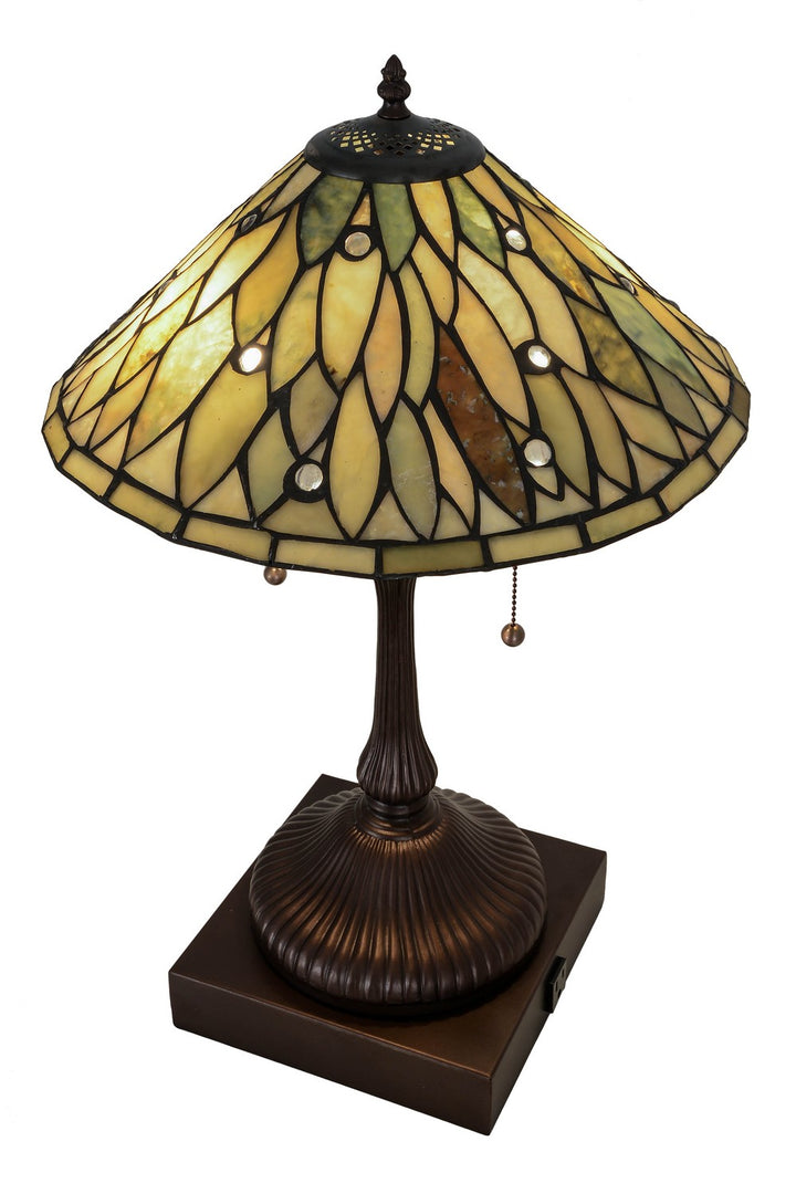 Meyda Tiffany Lighting 177068 Dew Drop Two Light Table Lamp Lamp Bronze / Dark