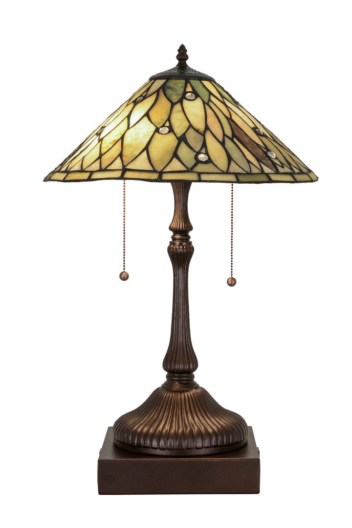 Meyda Tiffany Lighting 177068 Dew Drop Two Light Table Lamp Lamp Bronze / Dark