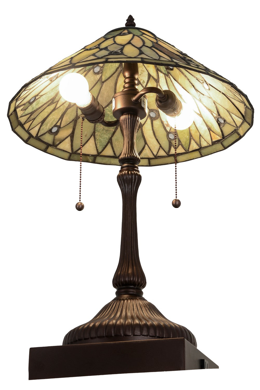 Meyda Tiffany Lighting 177068 Dew Drop Two Light Table Lamp Lamp Bronze / Dark