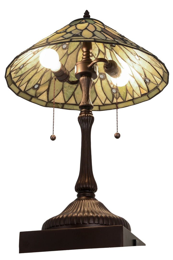 Meyda Tiffany Lighting 177068 Dew Drop Two Light Table Lamp Lamp Bronze / Dark