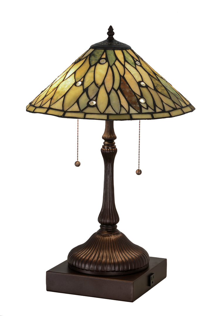Meyda Tiffany Lighting 177068 Dew Drop Two Light Table Lamp Lamp Bronze / Dark