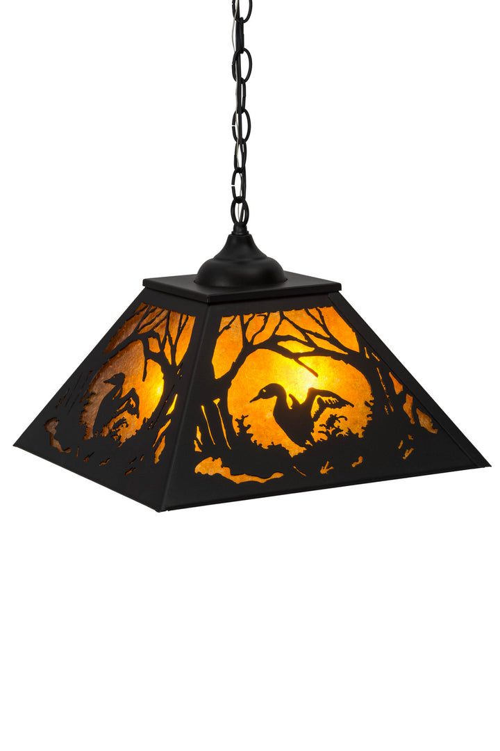 Meyda Tiffany Loon 180040 Pendant Light - Textured Black/Amber Mica