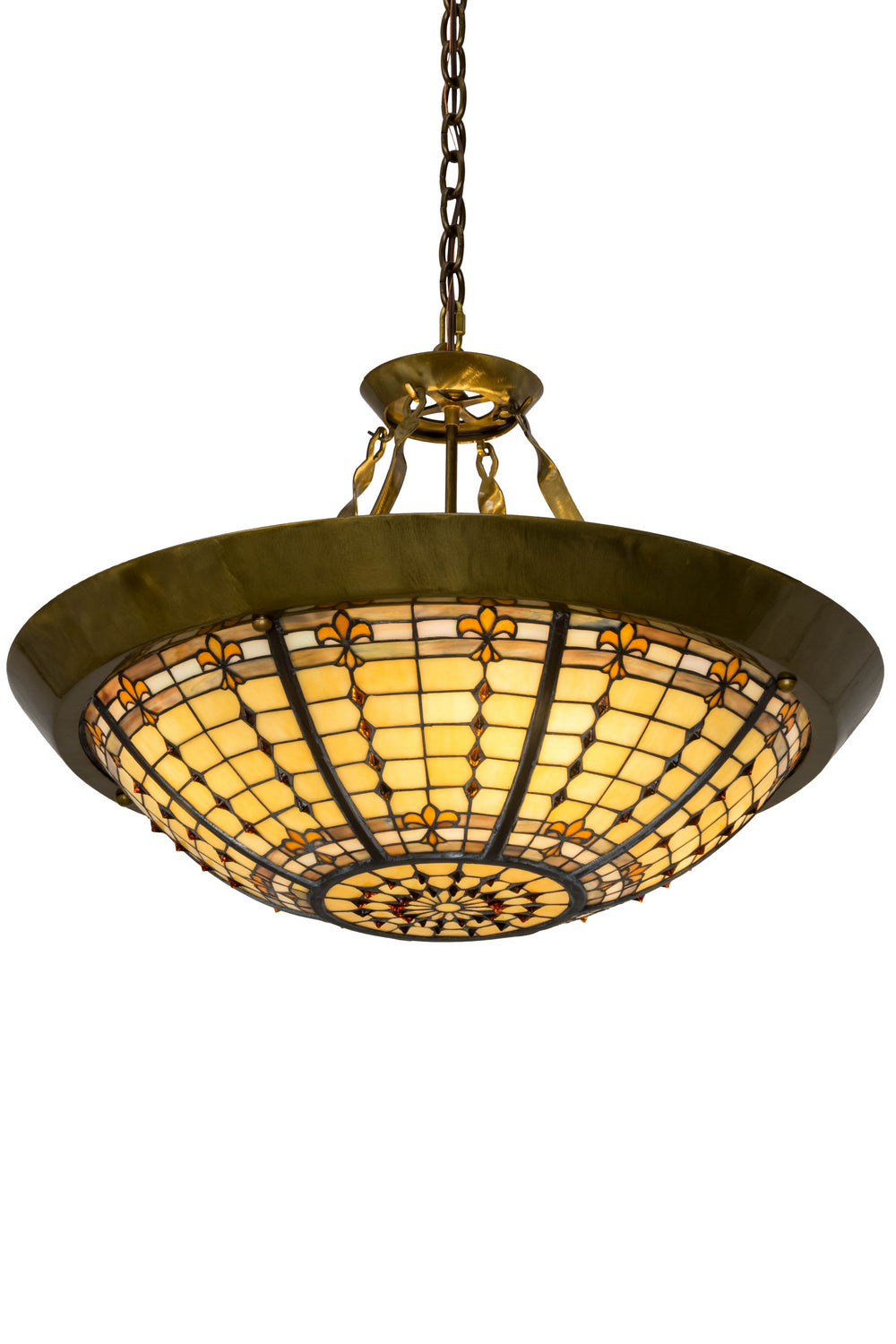 Meyda Tiffany Fleur-De-Lite 180290 Pendant Light - Transparent Brass