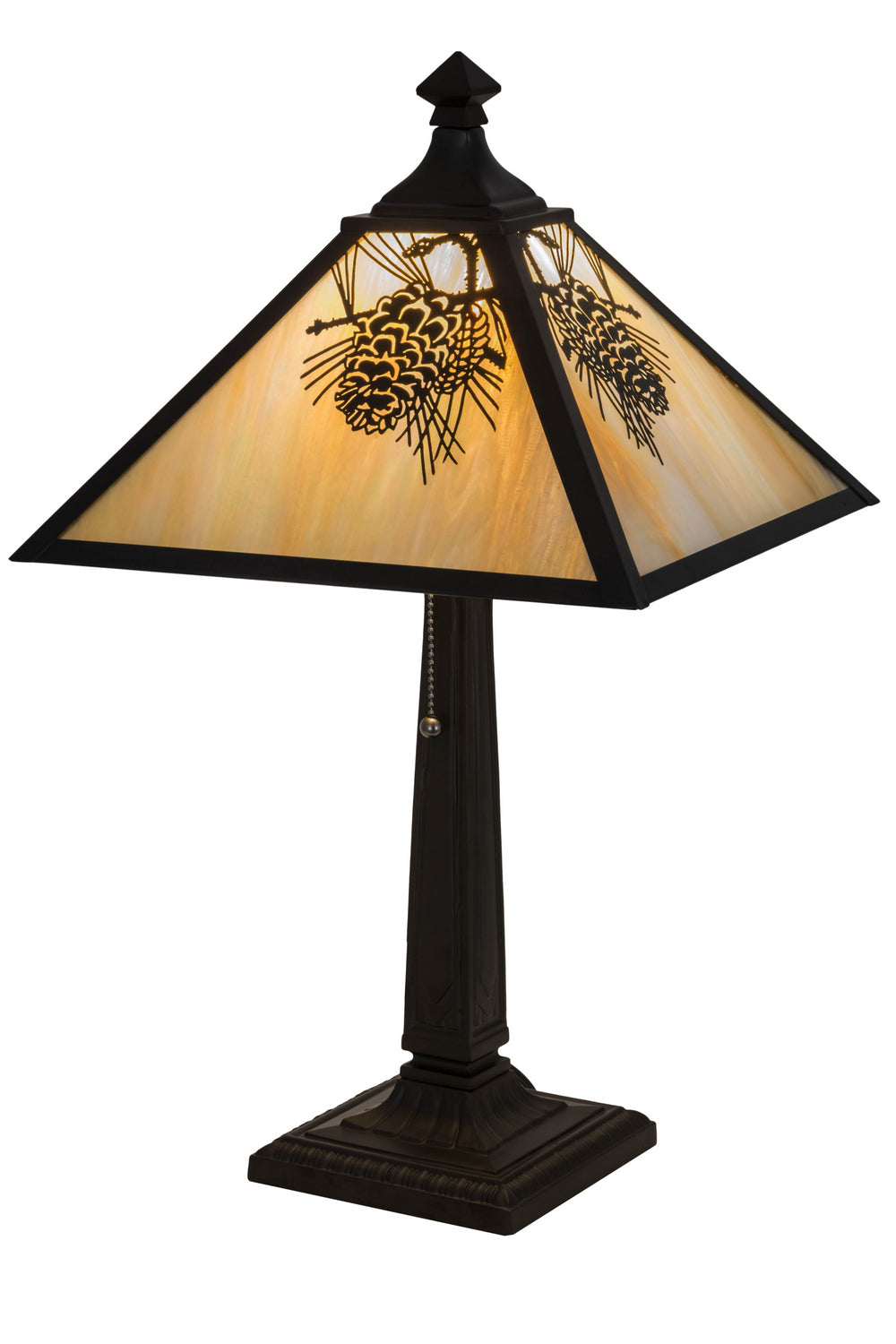 Meyda Tiffany Lighting 181590 Winter Pine One Light Table Lamp Lamp Bronze / Dark