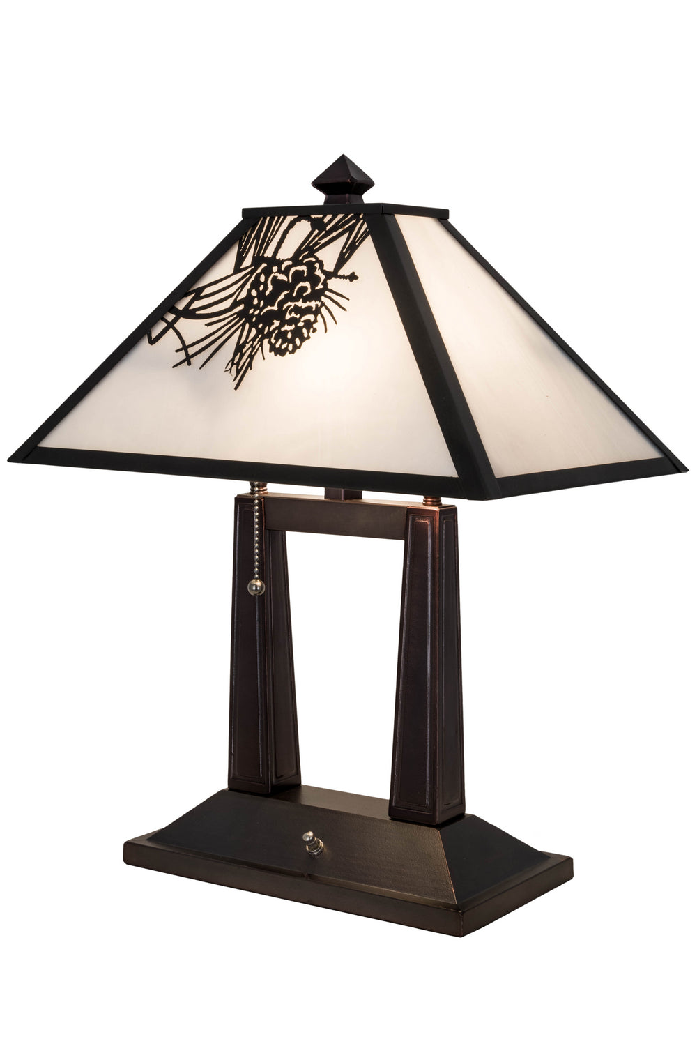 Meyda Tiffany Lighting 182011 Winter Pine Two Light Table Lamp Lamp Bronze / Dark