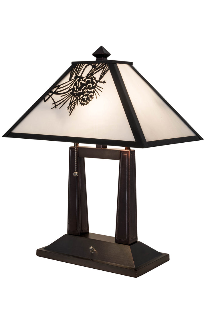 Meyda Tiffany Lighting 182011 Winter Pine Two Light Table Lamp Lamp Bronze / Dark
