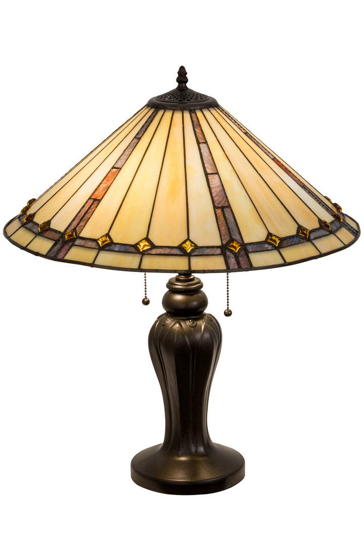 Meyda Tiffany Lighting 184912 Belvidere Two Light Table Lamp Lamp Bronze / Dark