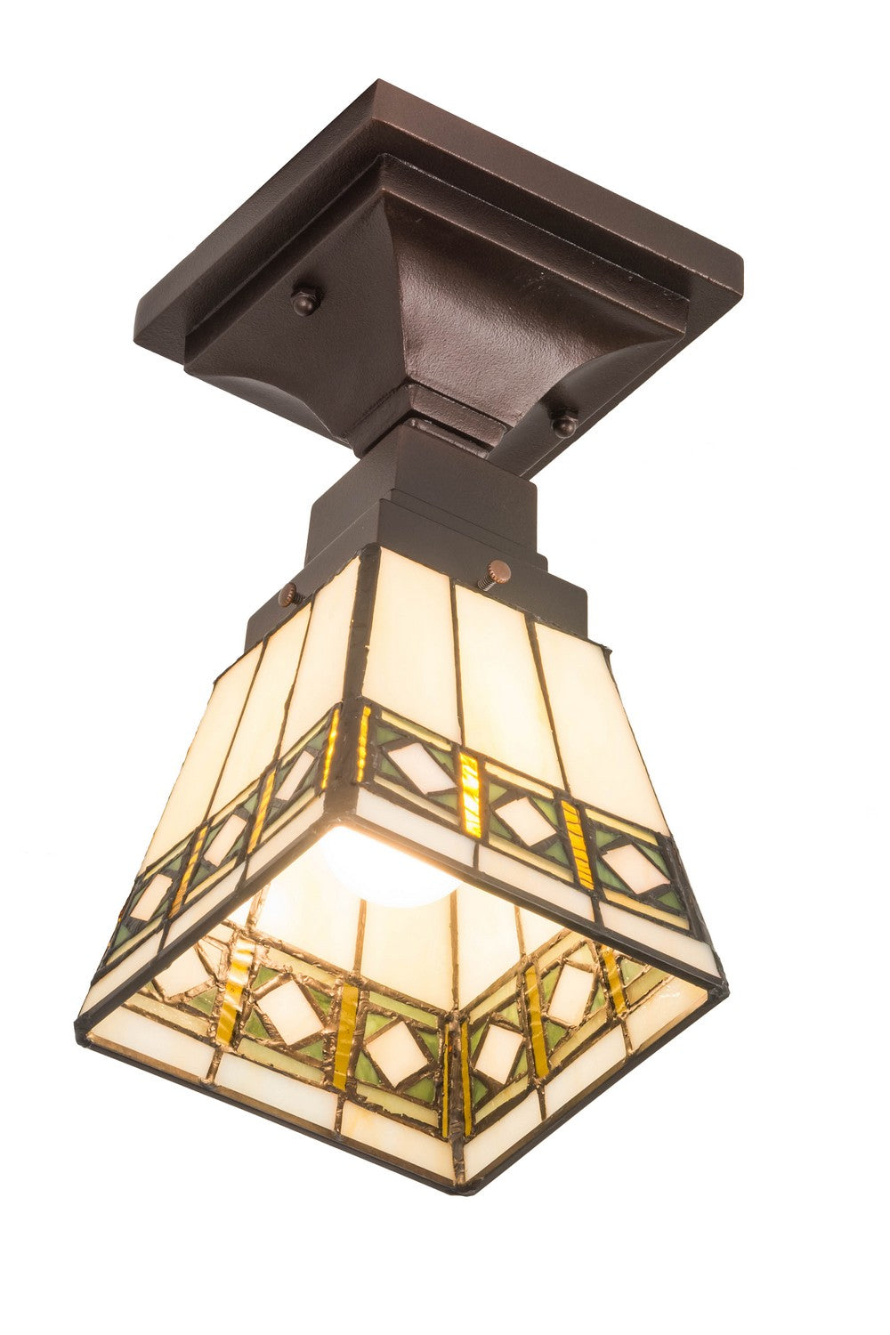 Meyda Tiffany Diamond Band Mission 185602 Ceiling Light - Mahogany Bronze