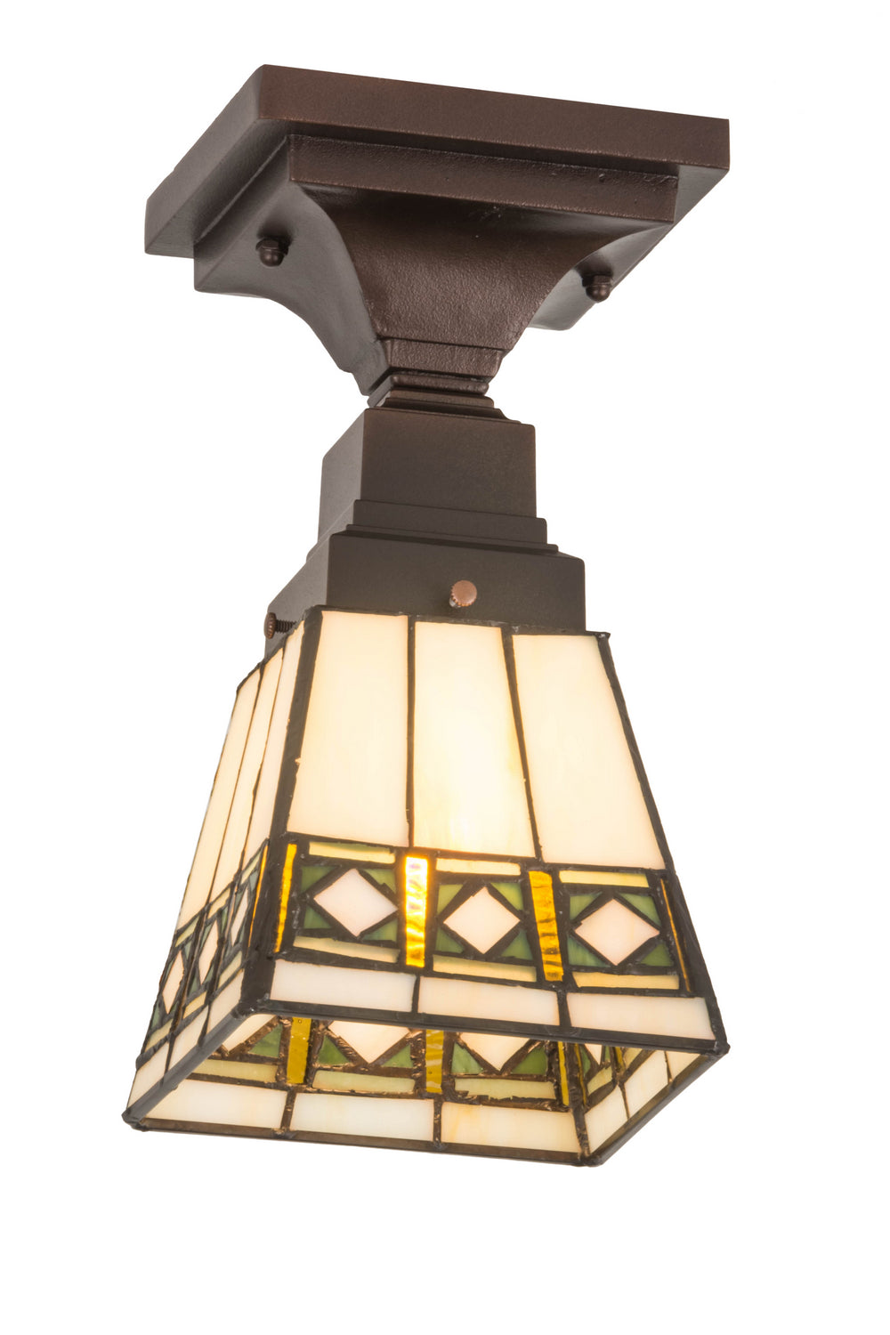 Meyda Tiffany Diamond Band Mission 185602 Ceiling Light - Mahogany Bronze