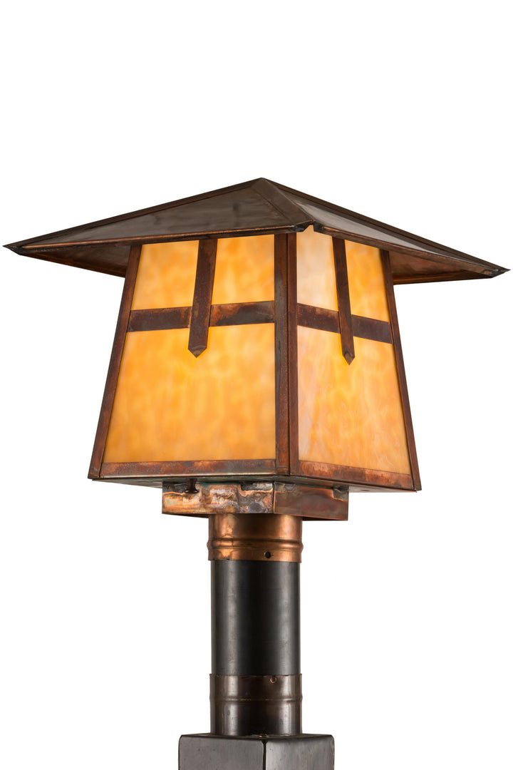 Meyda Tiffany Lighting 54679 Stillwater One Light Post Mount Outdoor Copper/Antique/Verde