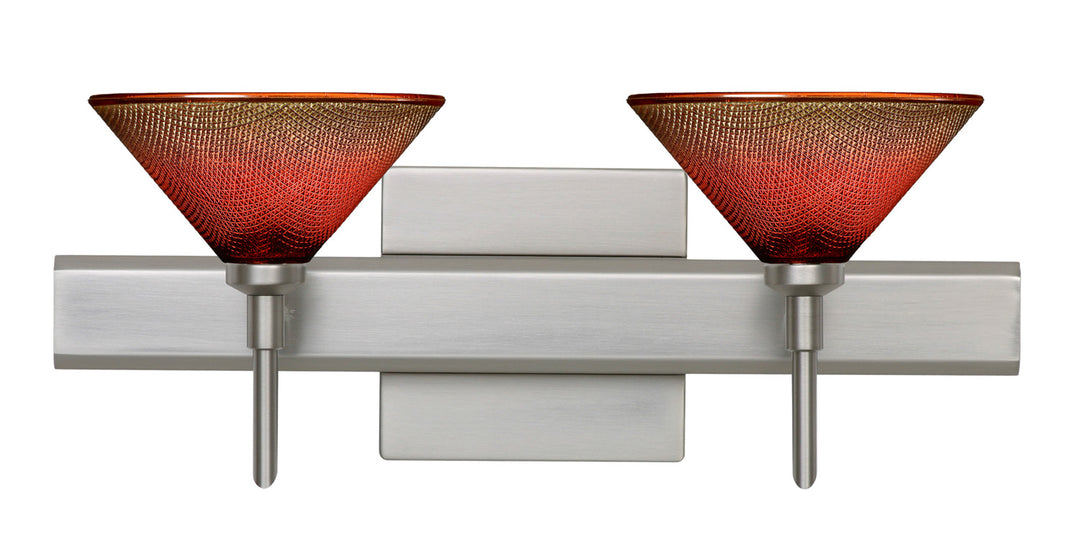 Besa Kona 2SW-117681-SN-SQ Bath Vanity Light 15 in. wide - Satin Nickel