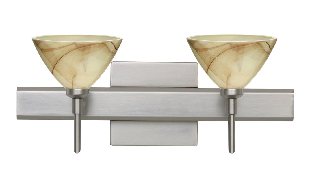 Besa Domi 2SW-174383-SN-SQ Bath Vanity Light 15 in. wide - Satin Nickel