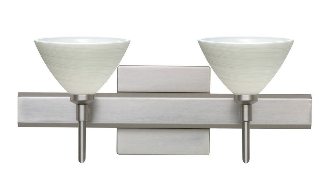 Besa Domi 2SW-1743KR-SN-SQ Bath Vanity Light 15 in. wide - Satin Nickel