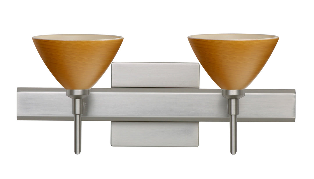 Besa Domi 2SW-1743OK-SN-SQ Bath Vanity Light 15 in. wide - Satin Nickel