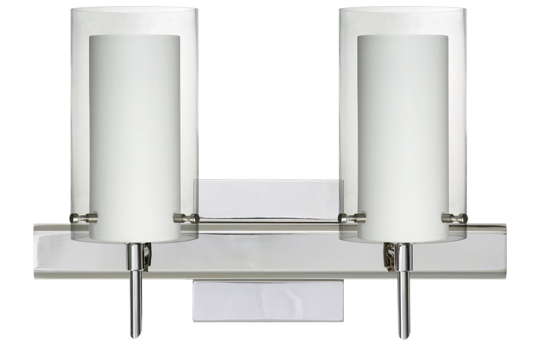 Besa Pahu 2SW-C44007-CR-SQ Bath Vanity Light 15 in. wide - Chrome