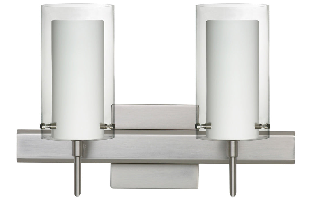 Besa Pahu 2SW-C44007-SN-SQ Bath Vanity Light 15 in. wide - Satin Nickel