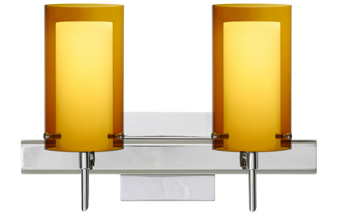 Besa Pahu 2SW-G44007-CR-SQ Bath Vanity Light 15 in. wide - Chrome