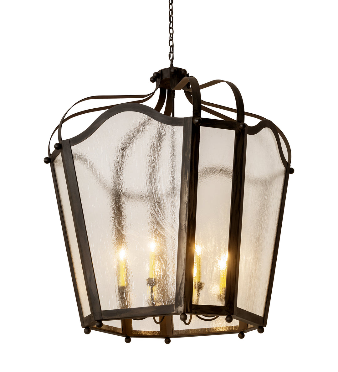 Meyda Tiffany Citadel 183674 Pendant Light - Costello Black Clear Seedy Glass