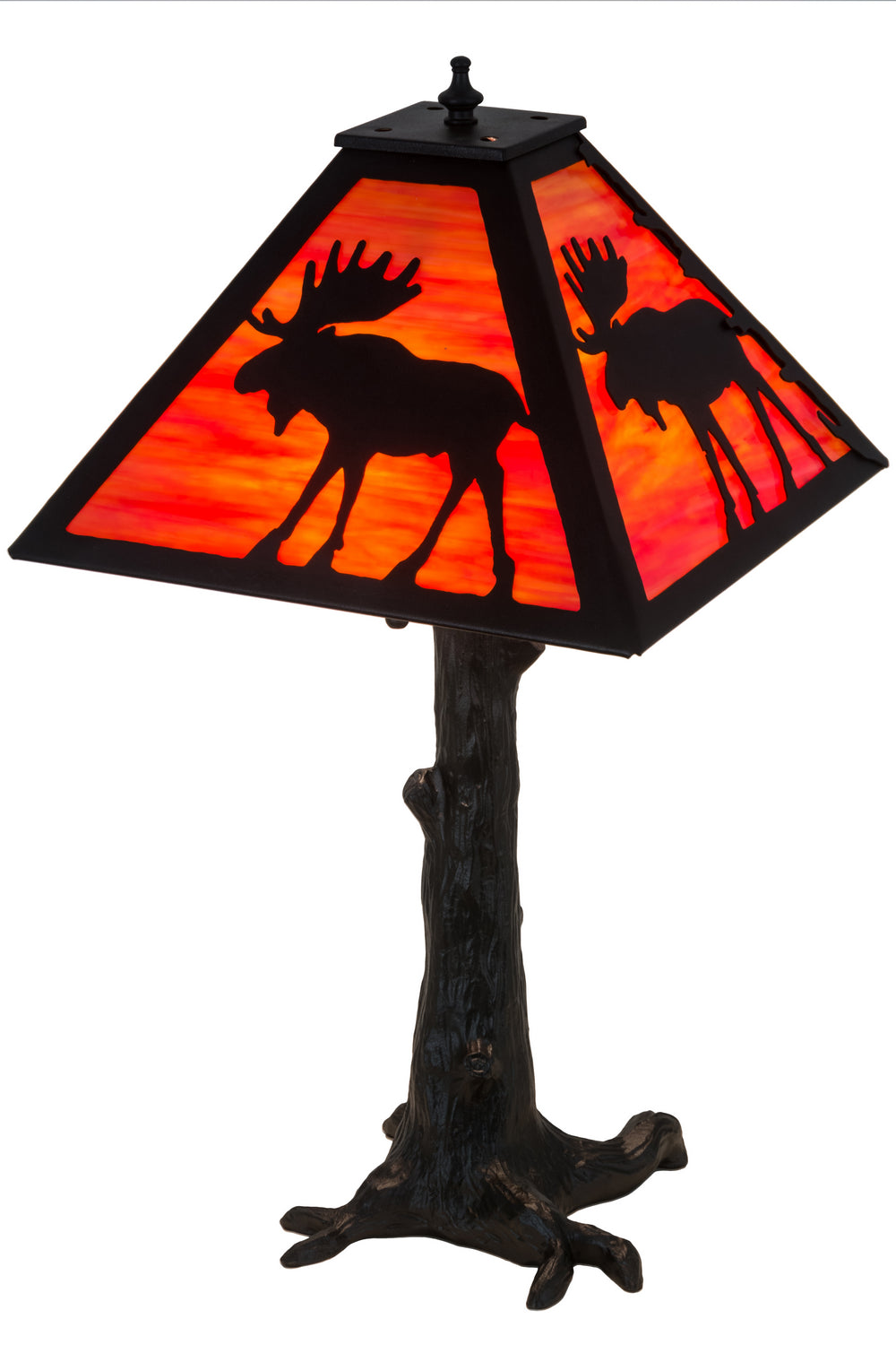 Meyda Tiffany Lighting 187276 Lone Moose Three Light Table Lamp Lamp Bronze / Dark