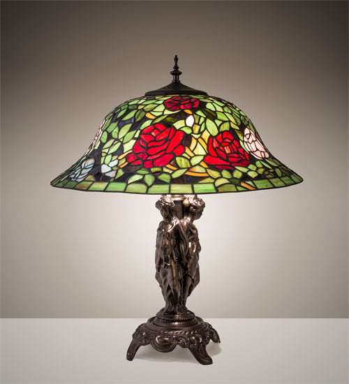 Meyda Tiffany Lighting 78364 Tiffany Rosebush Two Light Table Lamp Lamp Bronze / Dark