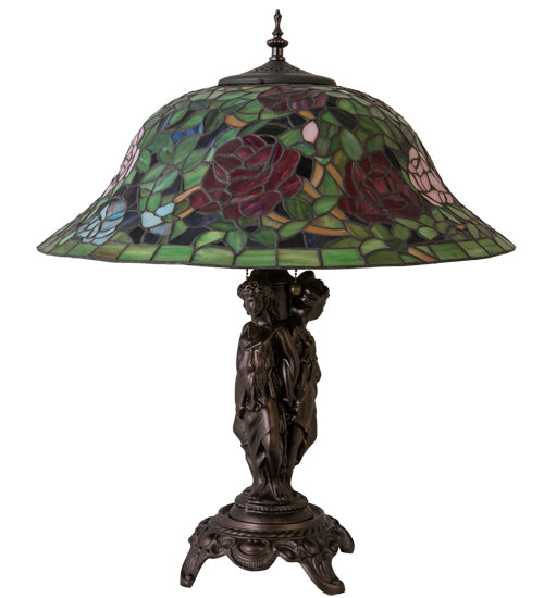 Meyda Tiffany Lighting 78364 Tiffany Rosebush Two Light Table Lamp Lamp Bronze / Dark