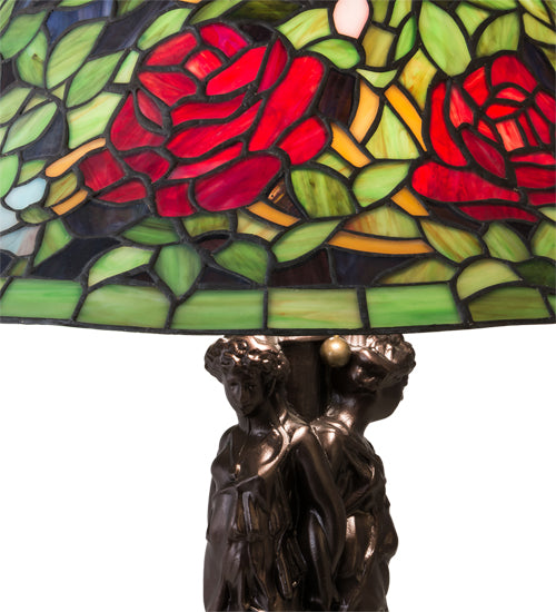 Meyda Tiffany Lighting 78364 Tiffany Rosebush Two Light Table Lamp Lamp Bronze / Dark