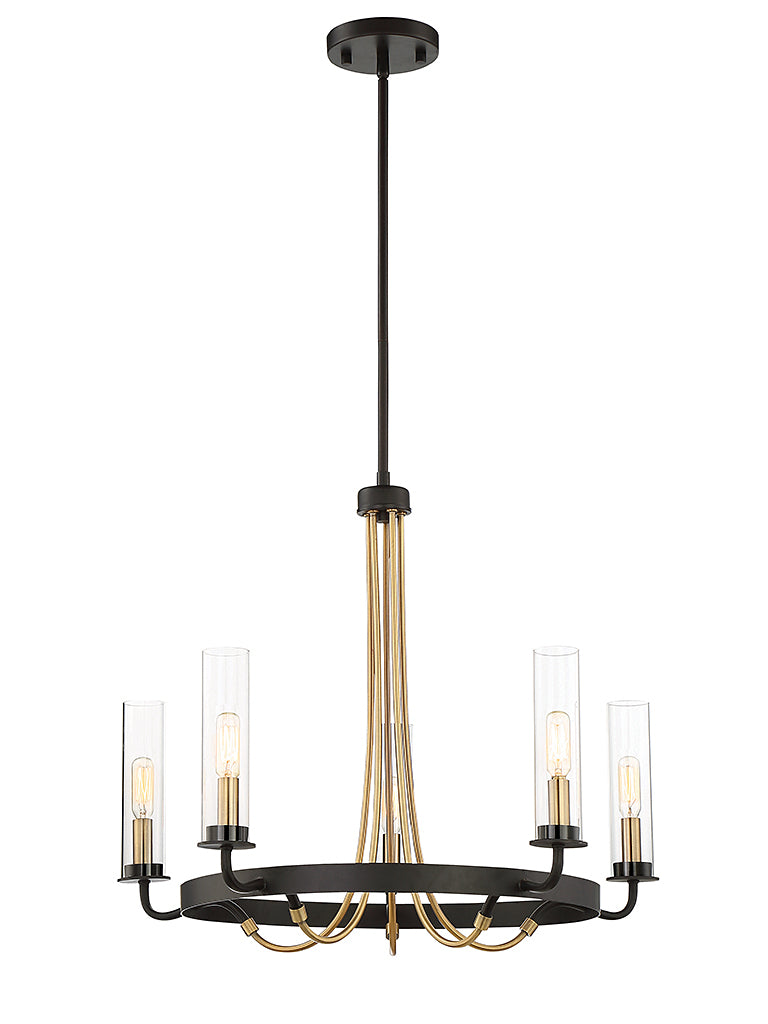Savoy House Kearney 1-8071-5-51 Chandelier Light - Vintage Black with Warm Brass