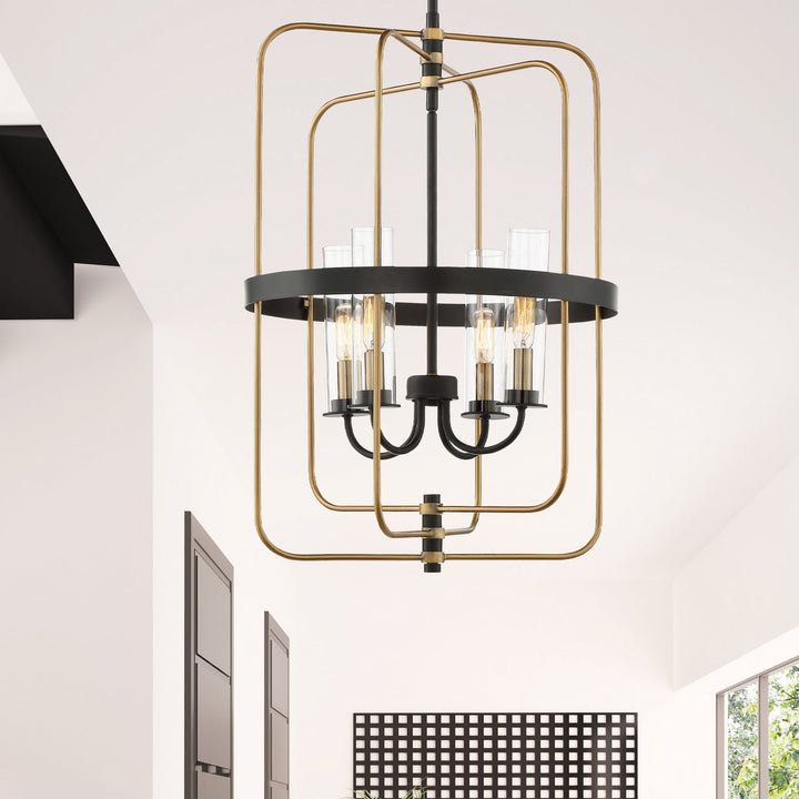 Savoy House Kearney 3-8072-4-51 Pendant Light - Vintage Black with Warm Brass
