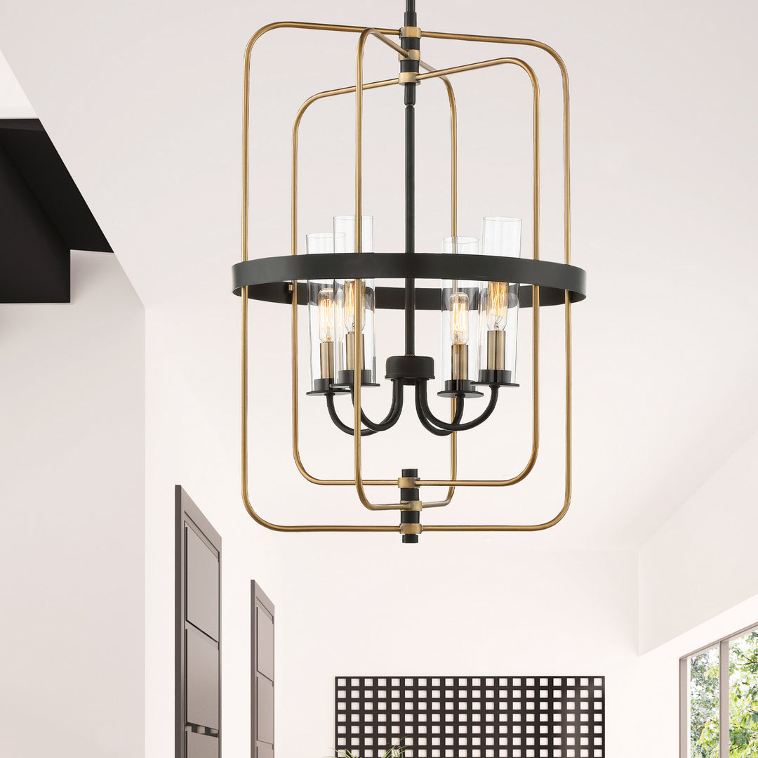 Savoy House Kearney 3-8072-4-51 Pendant Light - Vintage Black with Warm Brass