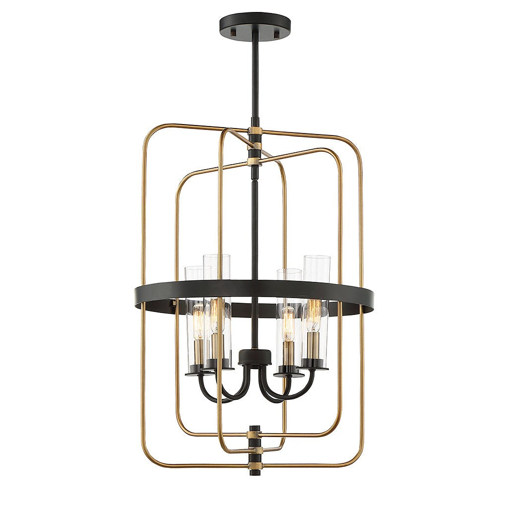 Savoy House Kearney 3-8072-4-51 Pendant Light - Vintage Black with Warm Brass