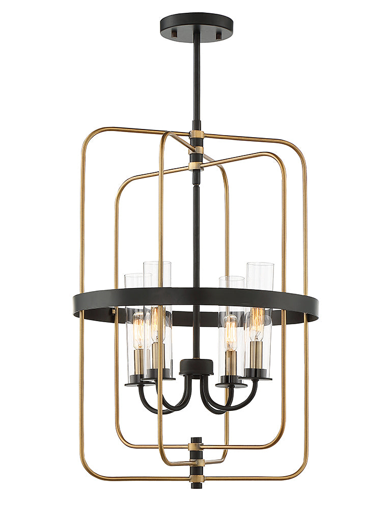 Savoy House Kearney 3-8072-4-51 Pendant Light - Vintage Black with Warm Brass