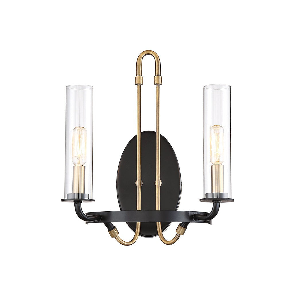 Savoy House Kearney 9-8073-2-51 Wall Sconce Light - Vintage Black with Warm Brass