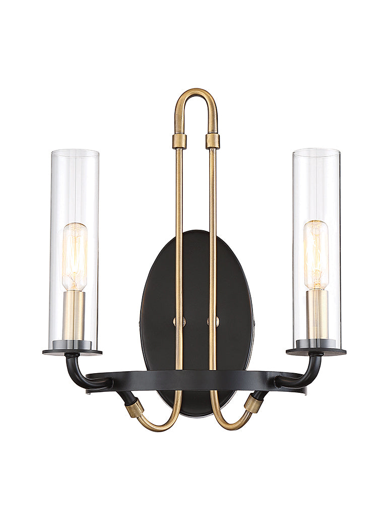 Savoy House Kearney 9-8073-2-51 Wall Sconce Light - Vintage Black with Warm Brass