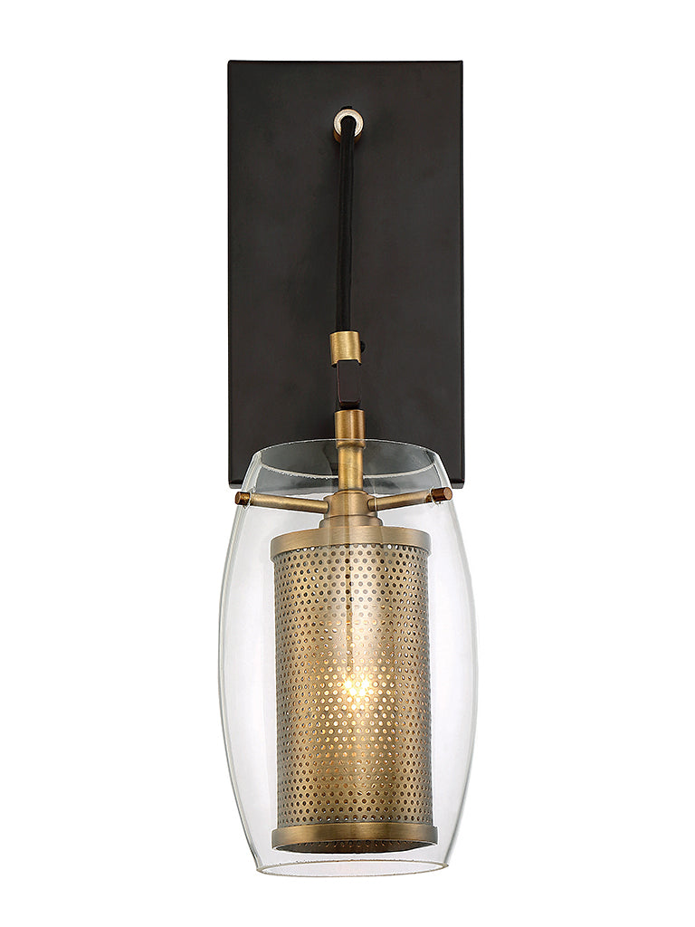 Savoy House Dunbar 9-9065-1-95 Wall Sconce Light - Warm Brass with Bronze Accents