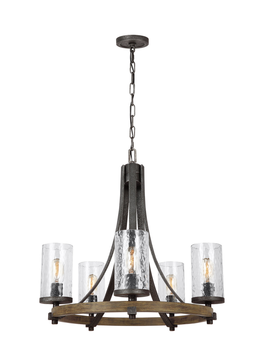 Visual Comfort Studio Angelo F3133/5DWK/SGM Chandelier Light - Distressed Weathered Oak / Slate Grey Metal
