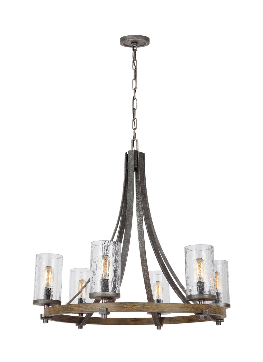 Visual Comfort Studio Angelo F3134/6DWK/SGM Chandelier Light - Distressed Weathered Oak / Slate Grey Metal