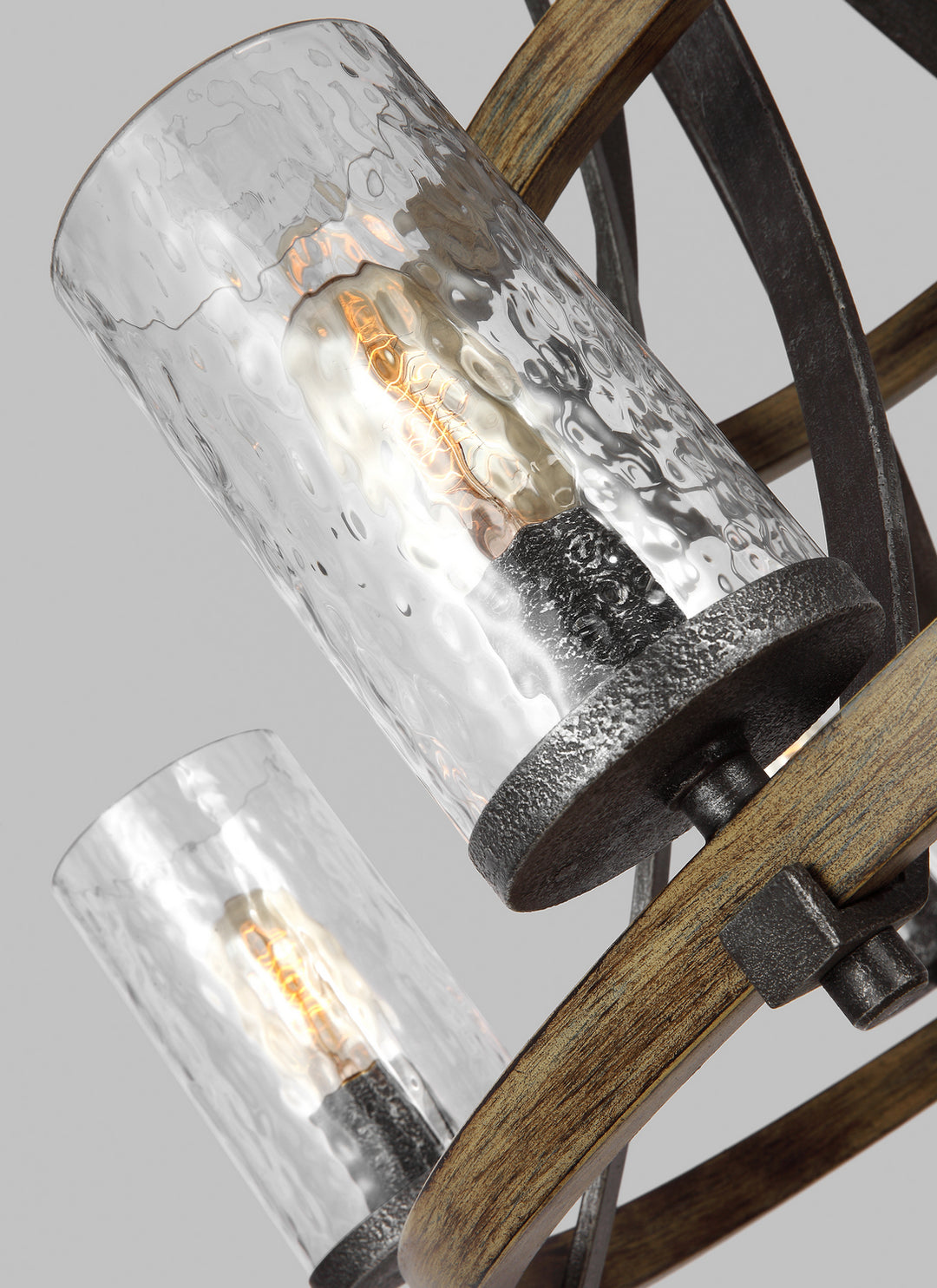 Visual Comfort Studio Angelo F3135/9DWK/SGM Chandelier Light - Distressed Weathered Oak / Slate Grey Metal
