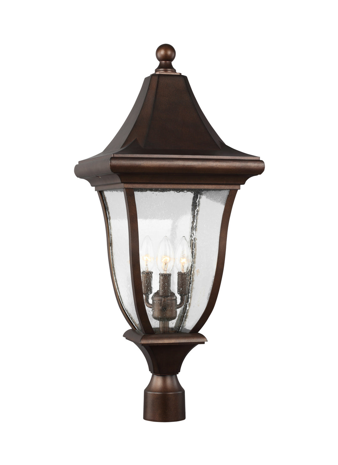 Visual Comfort Studio OL13107PTBZ Oakmont Three Light Outdoor Post Lantern Outdoor Bronze / Dark