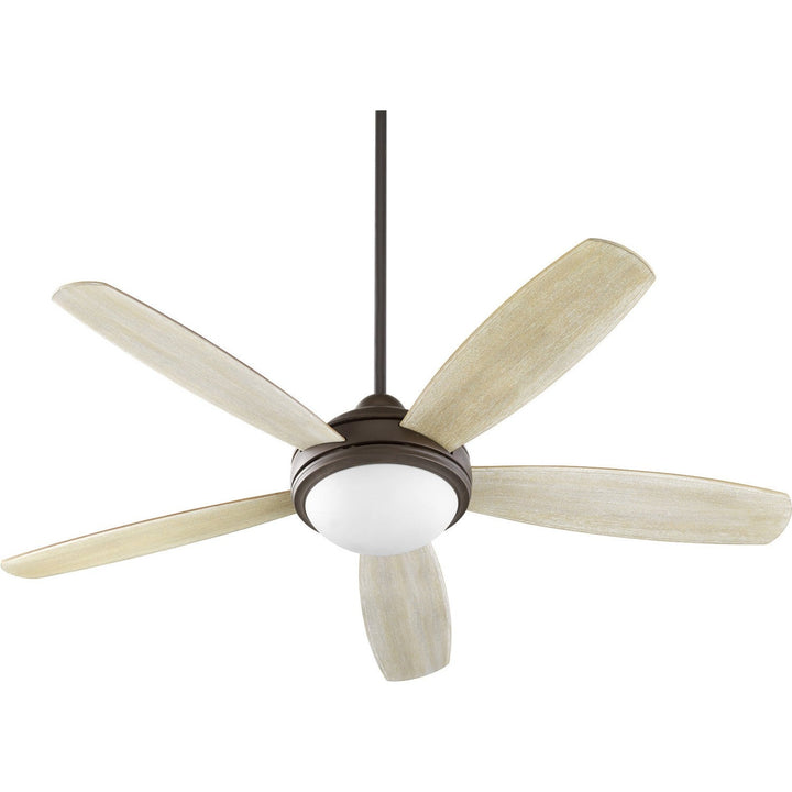 Quorum Colton 36525-9186 Ceiling Fan 52 in. - Oiled Bronze w/ Satin Opal, Walnut/Weathered Oak