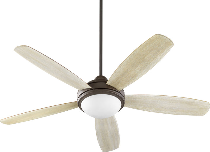 Quorum Colton 36525-9186 Ceiling Fan 52 in. - Oiled Bronze w/ Satin Opal, Walnut/Weathered Oak