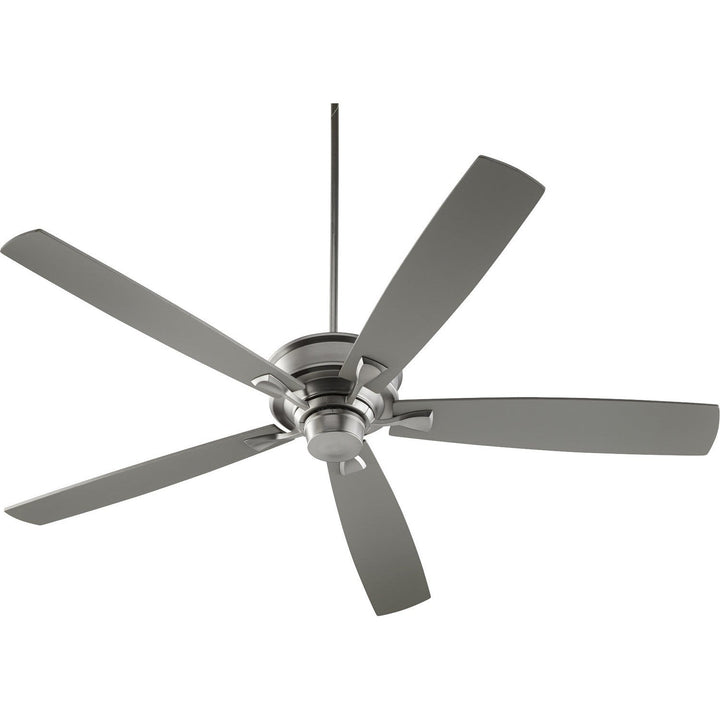 Quorum Alton 42705-65 Ceiling Fan 70 in. - Satin Nickel, Satin Nickel/Walnut